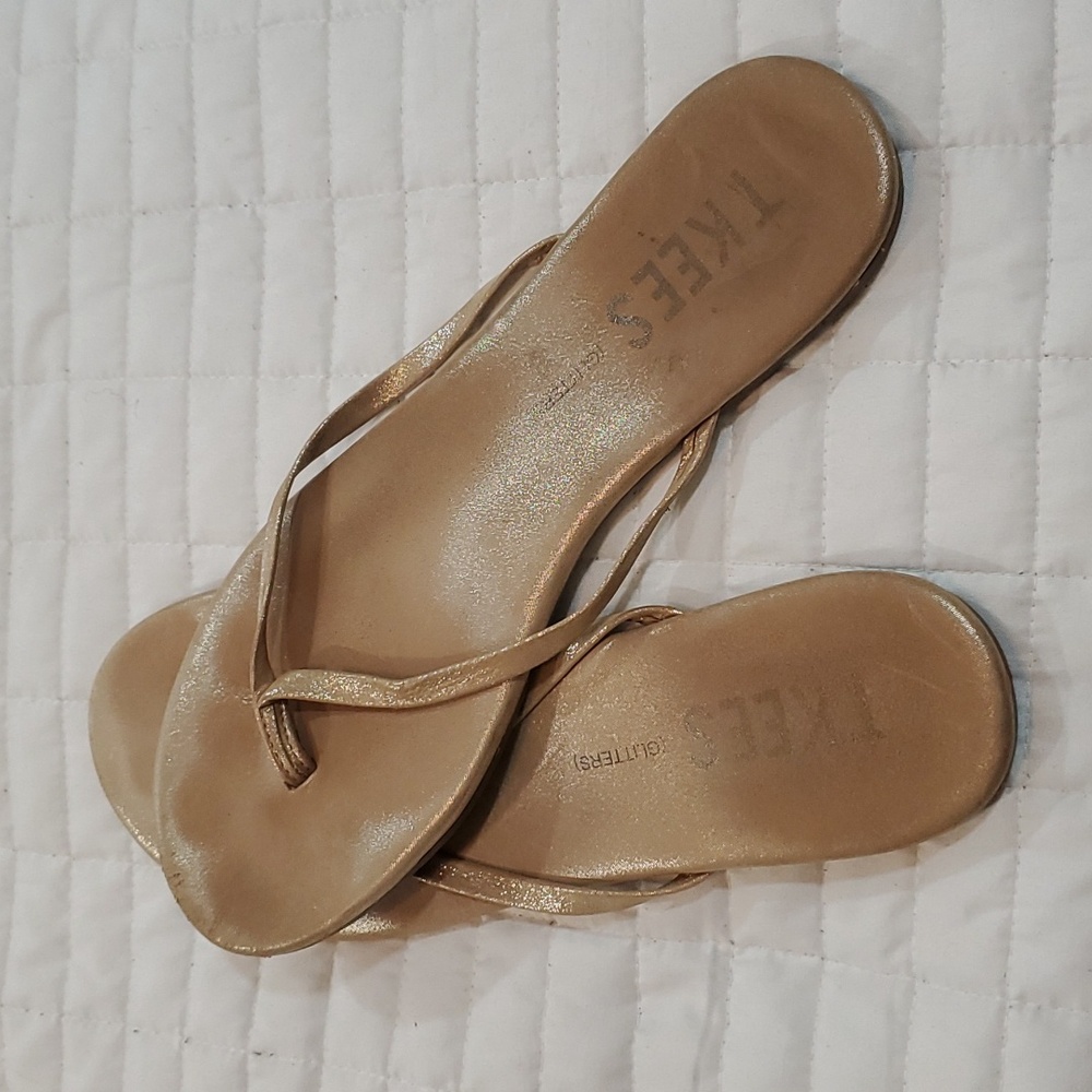Tkees lilly glitter gold  sandals slippers size 10 - Picture 7 of 7